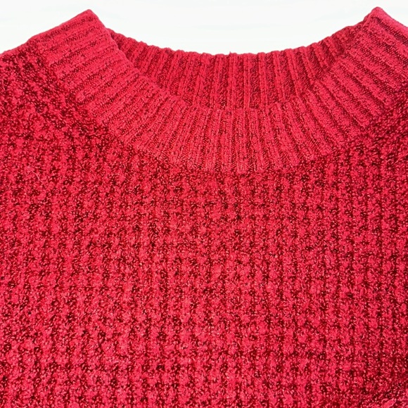 American Eagle Red Knit Cozy Long Sleeve Pullover Sweater Womans Size XS - Picture 4 of 9